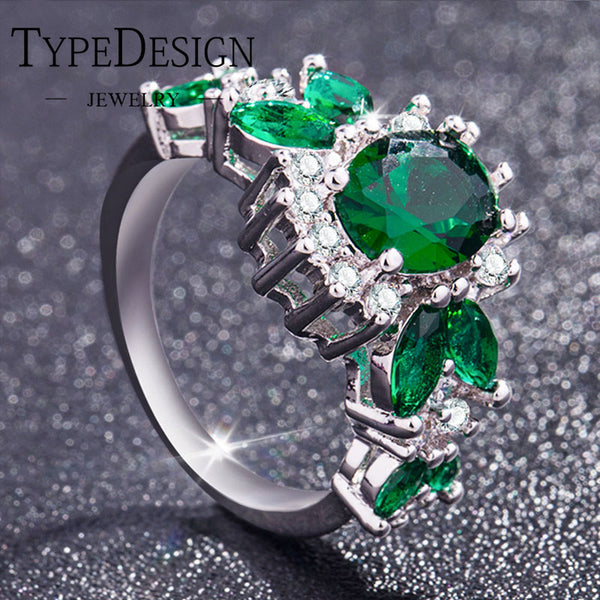 Creative Emerald Zircon Ring For Women Lady Chrome Green Tourmaline Moissanite Engagement Rings Shape Christmas Knuckle Rings