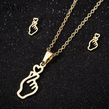 SMJEL Korean Hand Earrings Women Jewelry Earings Stainless Steel Show your Love Heart Stud Earrings Girl boucle d'oreille