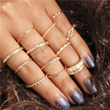 LETAPI Bohemia Women Rings Fashion Crystal Metal Moon Crown Party Jewelry Ring Set For Women