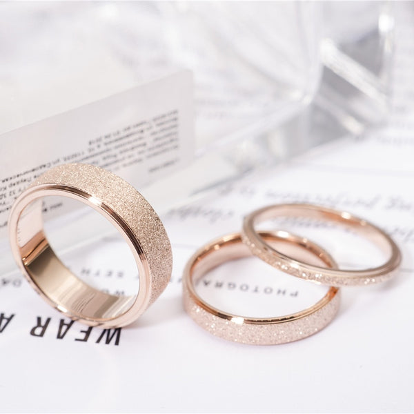 KNOCK High quality Fashion Simple Scrub Stainless Steel Women 's Rings 2 mm Width Rose Gold Color Finger  Gift For Girl Jewelry