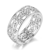 Beiver Cubic Zirconia Ring for Women Hollow Two-tone Ring White Gold Jewelry Fashion Popular Rhinestone Wedding Rings for Femal