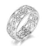 Beiver Cubic Zirconia Ring for Women Hollow Two-tone Ring White Gold Jewelry Fashion Popular Rhinestone Wedding Rings for Femal