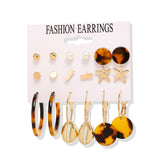 17KM Fashion Acrylic Shell Earrings Set For Women Bohemian Leopard Tassel Long Stud Earrings 2019 Brincos Geometric DIY Jewelry