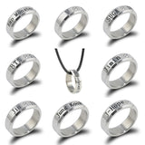 BTS Related Fashion Titanium Steel Diamond Set Ring Creative Color Changing Ring Necklace-Dual Use