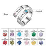 JewelOra Personalized Mothers Rings Custom Name Birthstone Rings for Women Engraved Jewelry Anniversary Gifts for Mom