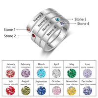 JewelOra Personalized Mothers Rings Custom Name Birthstone Rings for Women Engraved Jewelry Anniversary Gifts for Mom