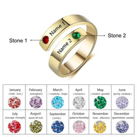 JewelOra Personalized Mothers Rings Custom Name Birthstone Rings for Women Engraved Jewelry Anniversary Gifts for Mom