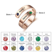 JewelOra Personalized Mothers Rings Custom Name Birthstone Rings for Women Engraved Jewelry Anniversary Gifts for Mom