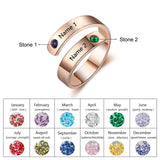 JewelOra Personalized Mothers Rings Custom Name Birthstone Rings for Women Engraved Jewelry Anniversary Gifts for Mom