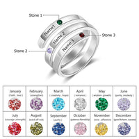 JewelOra Personalized Mothers Rings Custom Name Birthstone Rings for Women Engraved Jewelry Anniversary Gifts for Mom