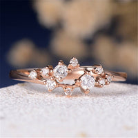 Leaf Crystal Engagement Rings Women's Eternity Wedding Band Rings For Female Rose Gold Rings Jewelry Gifts