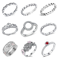 2019 New Fashion Ring Love Heart Crown Flower Finger Rings Clear CZ Fit Pandora For Women Wedding Brand Jewelry Gift Dropship