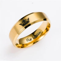 Gold colour King And Queen Stainless Steel Crown Couple Rings Gold Rings For Couples Lovers Love Promise Rings For Men Women