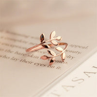 Charms Two colors Olive Tree Branch Leaves Open Ring for Women Girl Wedding Rings Adjustable Knuckle Finger Jewelry Xmas