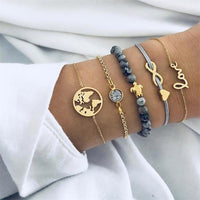 Ailend Bracelet Set Europe and America Rubble Tassel Round Stone Fashion Trend Wind Bracelet Fashion Jewelry Women's Gifts