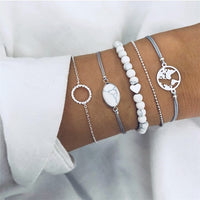 Ailend Bracelet Set Europe and America Rubble Tassel Round Stone Fashion Trend Wind Bracelet Fashion Jewelry Women's Gifts