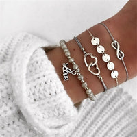 Ailend Bracelet Set Europe and America Rubble Tassel Round Stone Fashion Trend Wind Bracelet Fashion Jewelry Women's Gifts