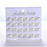 12 pairs/set White Simulated Pearl Stud Earrings Set For Women Jewelry Accessories Piercing Ball Earrings kit Bijouteria brincos