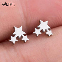 SMJEL Fashion Cute Animal Stud Earrings for Women Kids Stainless Steel Jewelry Cat Moon Star Earings Jewelry Accessories Gifts