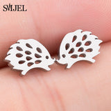 SMJEL Fashion Cute Animal Stud Earrings for Women Kids Stainless Steel Jewelry Cat Moon Star Earings Jewelry Accessories Gifts