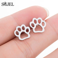 SMJEL Fashion Cute Animal Stud Earrings for Women Kids Stainless Steel Jewelry Cat Moon Star Earings Jewelry Accessories Gifts