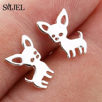 SMJEL Fashion Cute Animal Stud Earrings for Women Kids Stainless Steel Jewelry Cat Moon Star Earings Jewelry Accessories Gifts