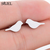 SMJEL Fashion Cute Animal Stud Earrings for Women Kids Stainless Steel Jewelry Cat Moon Star Earings Jewelry Accessories Gifts