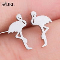 SMJEL Fashion Cute Animal Stud Earrings for Women Kids Stainless Steel Jewelry Cat Moon Star Earings Jewelry Accessories Gifts