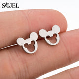 SMJEL Fashion Cute Animal Stud Earrings for Women Kids Stainless Steel Jewelry Cat Moon Star Earings Jewelry Accessories Gifts