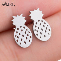 SMJEL Fashion Cute Animal Stud Earrings for Women Kids Stainless Steel Jewelry Cat Moon Star Earings Jewelry Accessories Gifts