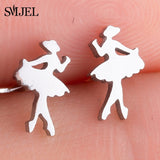 SMJEL Fashion Cute Animal Stud Earrings for Women Kids Stainless Steel Jewelry Cat Moon Star Earings Jewelry Accessories Gifts