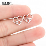 SMJEL Korean Hand Earrings Women Jewelry Earings Stainless Steel Show your Love Heart Stud Earrings Girl boucle d'oreille