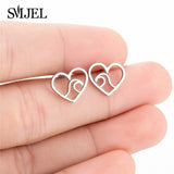 SMJEL Korean Hand Earrings Women Jewelry Earings Stainless Steel Show your Love Heart Stud Earrings Girl boucle d'oreille