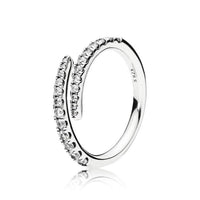 Original 925 Silver Ring Pave Logo Signature Classic Lotus Rice Ear Bow Crystal Round Open Finger Ring For Women Jewelry